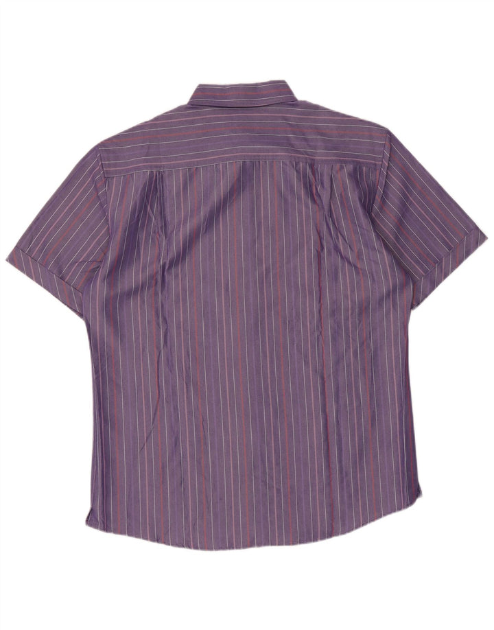 Marks & Spencer Herren Blue Harbor Hemd Mittellila Nadelstreifen