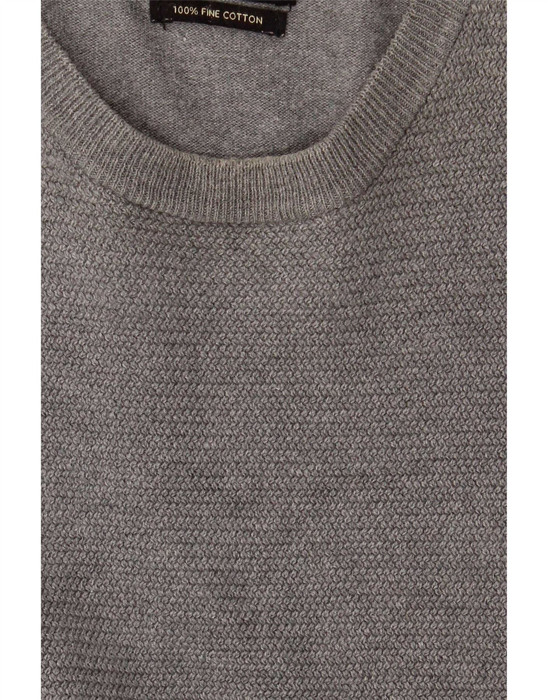 Zara Herren-Pullover mit Rundhalsausschnitt, mittelgraue Baumwolle