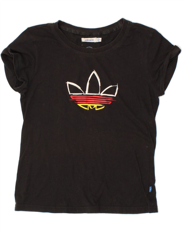 ADIDAS Womens Graphic T-Shirt Top EU 38 Small Black Cotton Vintage Adidas and Second-Hand Adidas from Messina Hembry 