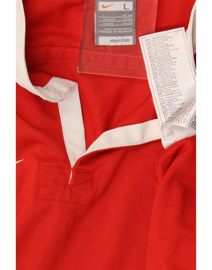 Nike Herren T-Shirt Top UK 42/44 Großes rotes Colourblock-Polyester