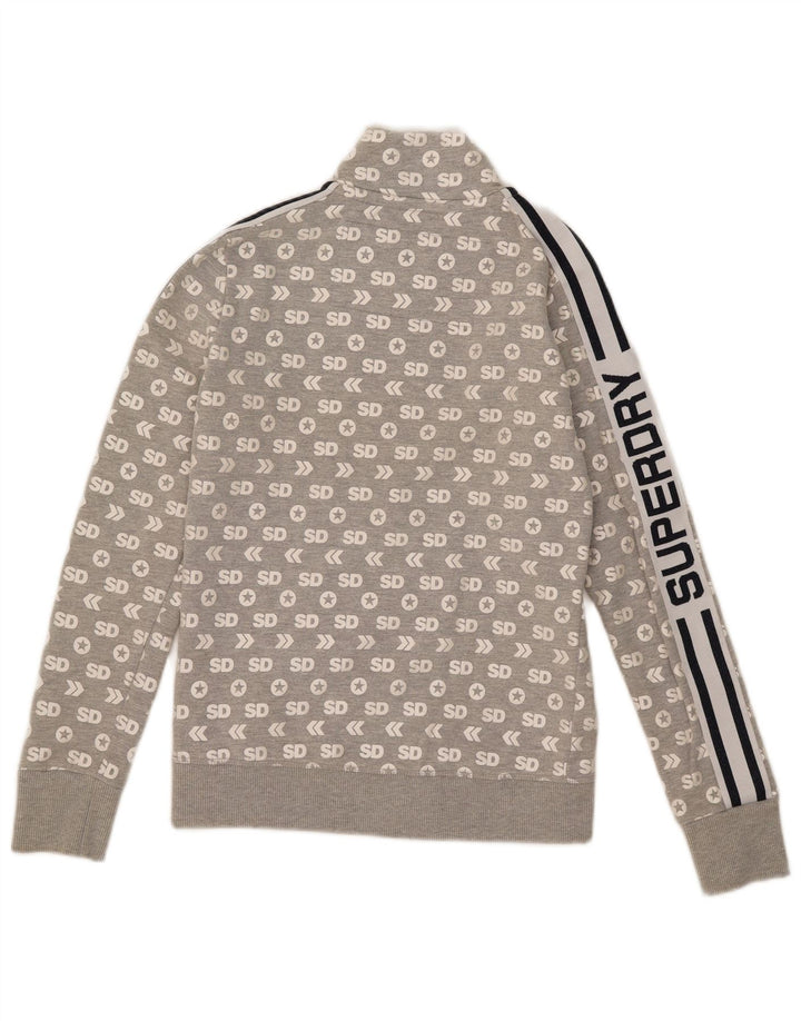 Superdry Damen-Trainingsanzugoberteil mit Grafik, UK 10, Größe S, Grau, Baumwolle