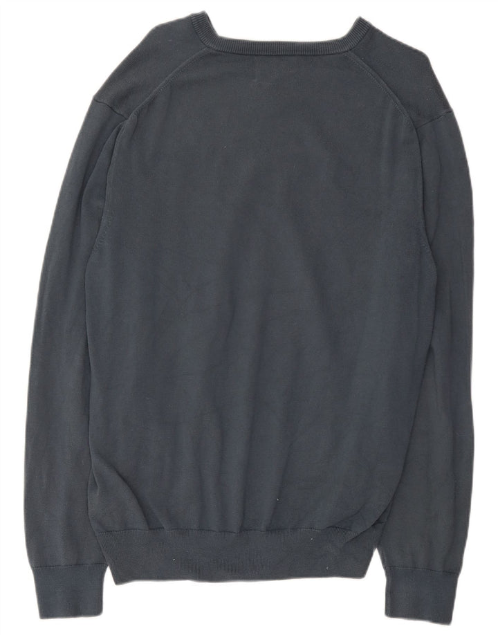 Marks & Spencer Herren-Pullover mit V-Ausschnitt, XL, graue Baumwolle