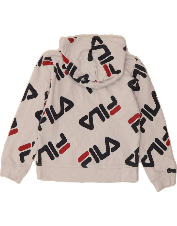 FILA Boys Graphic Hoodie Jumper 7-8 Years Medium  White Cotton Vintage Fila and Second-Hand Fila from Messina Hembry 