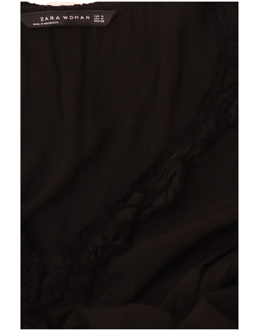 ZARA Damen A-Linien-Kleid mit Rüschen vorne und langen Ärmeln, Gr. 12, Mittelschwarz