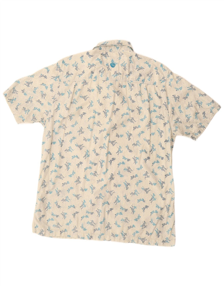 FAT FACE Herren-Kurzarmhemd, groß, weiße Baumwolle mit Blumenmuster