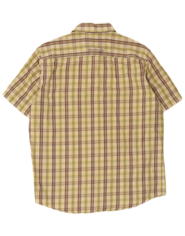 Camel Active Mens Modern Fit Short Sleeve Shirt Medium Beige Check Cotton