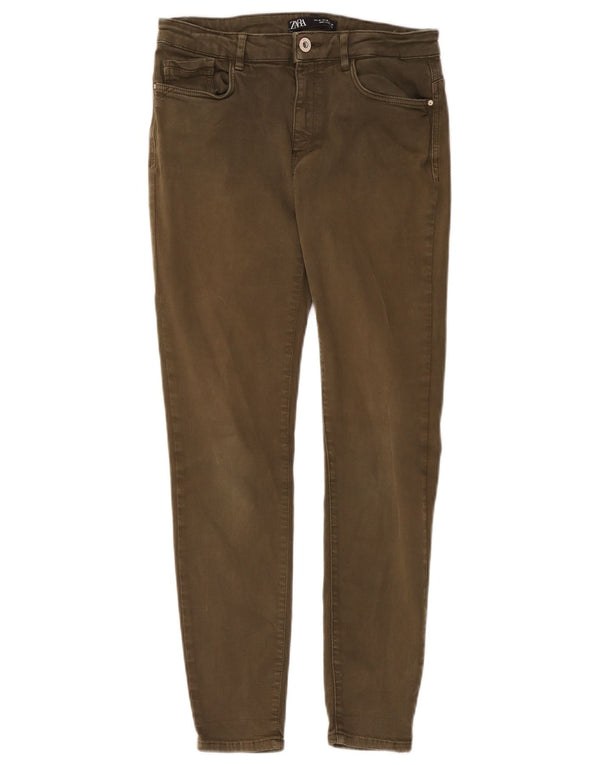 Zara Damen-Cropped-Jeans EU 40 Medium W30 L26 Khaki Baumwolle