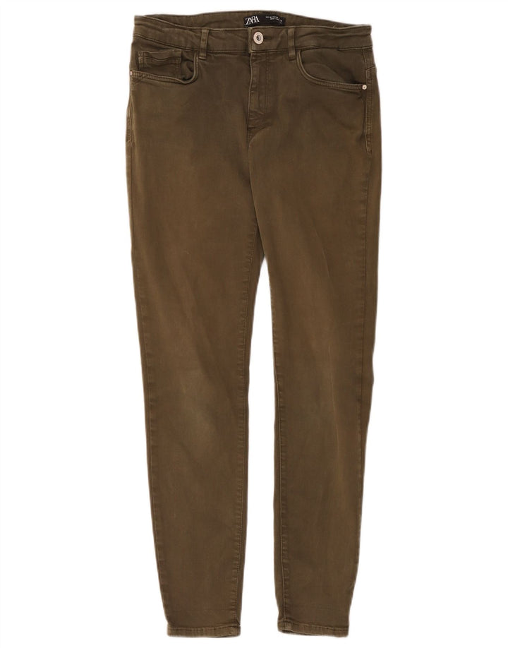 Zara Damen-Cropped-Jeans EU 40 Medium W30 L26 Khaki Baumwolle