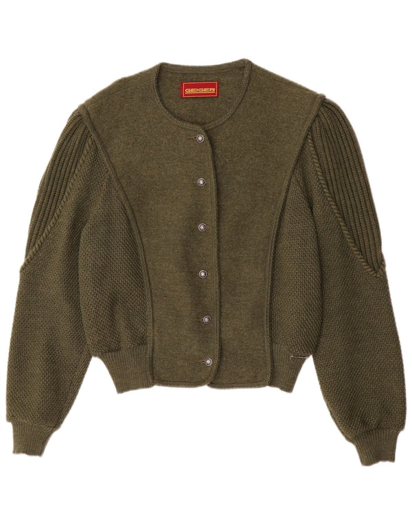 Geiger Damen Strickjacke Pullover EU 42 Große grüne Wolle