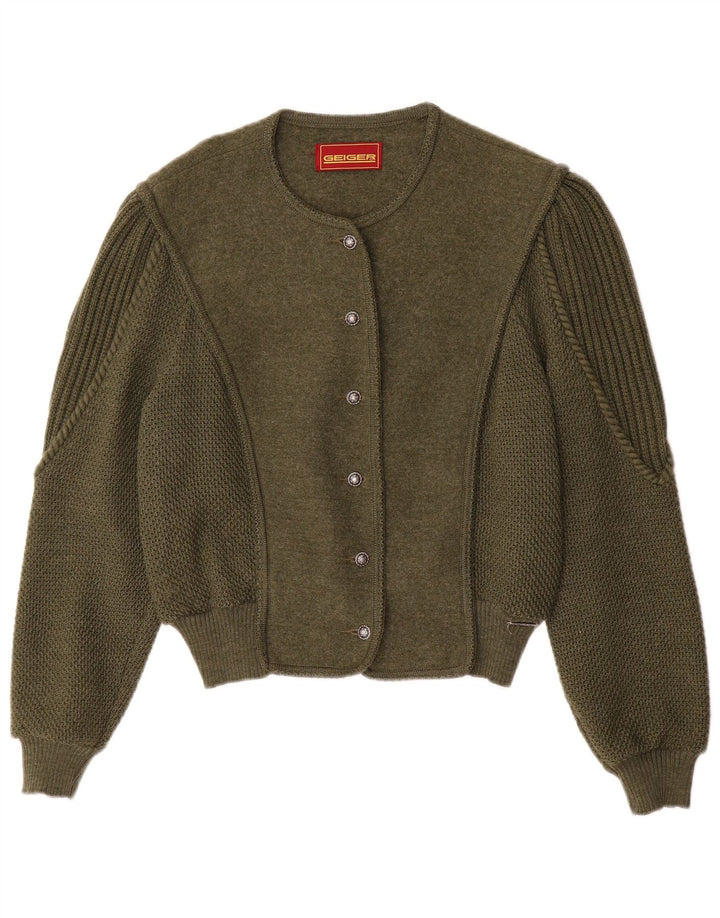 Geiger Damen Strickjacke Pullover EU 42 Große grüne Wolle