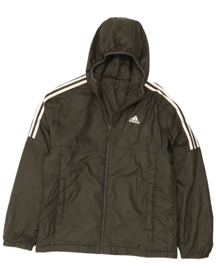 Adidas Herren-Jacke mit Kapuze, gepolstert, UK 38, Mittel-Khaki, Polyester