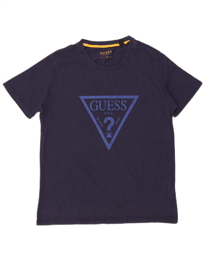 GUESS Herren-T-Shirt mit Grafik, groß, marineblau, Baumwolle