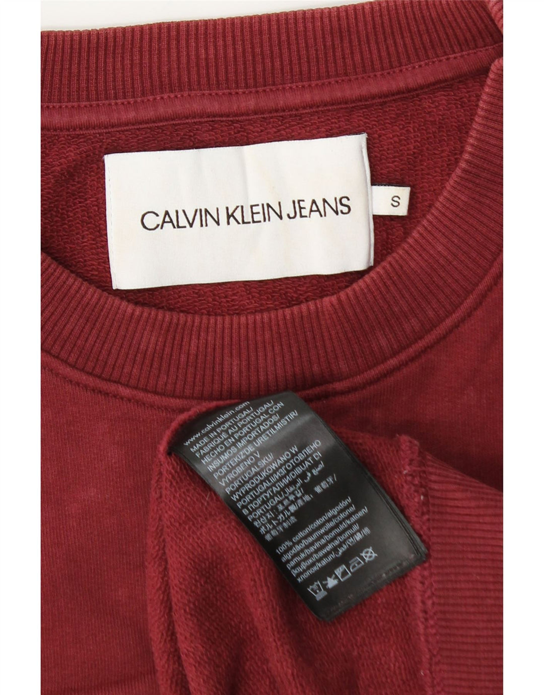 CALVIN KLEIN JEANS Herren-Sweatshirt mit Grafik, Größe S, Burgunderrot, Baumwolle