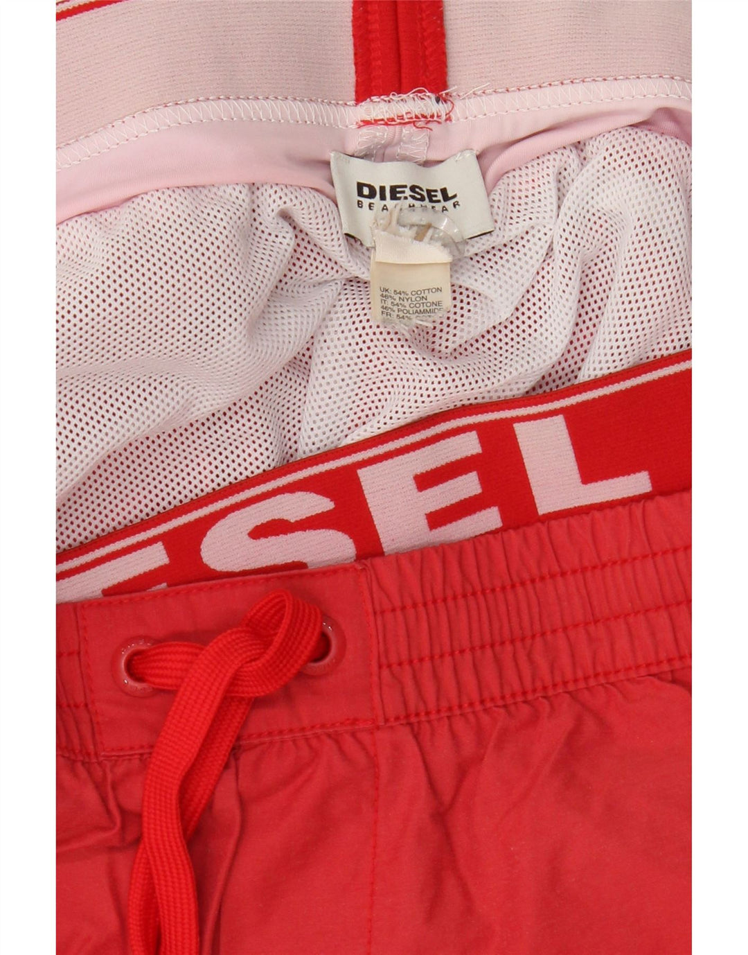 Diesel Herren-Badeshorts mit Grafik, mittelrote Baumwolle