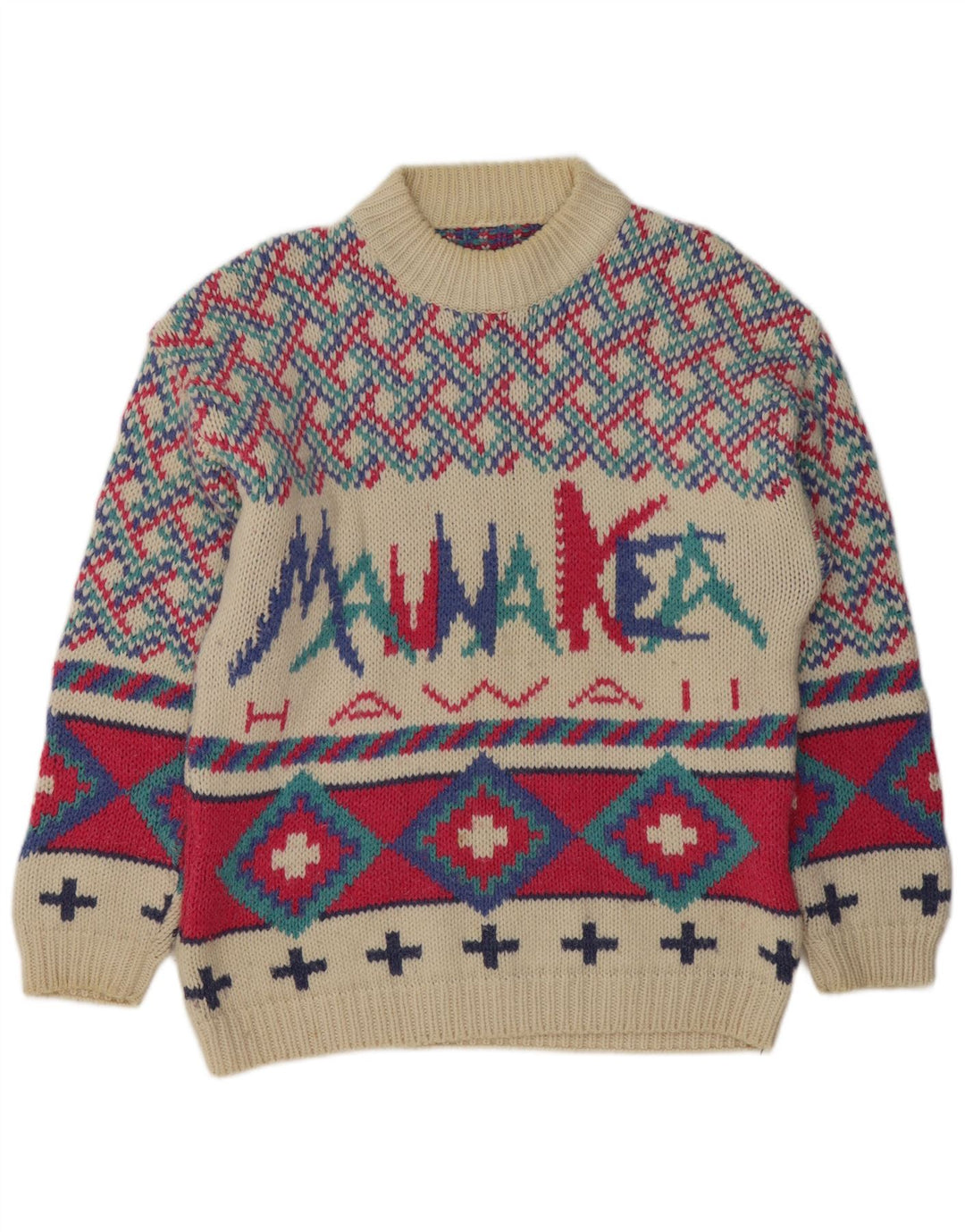 Mauna Kea Herren-Pullover mit Rundhalsausschnitt, mittelgroß, mehrfarbig, geometrisch