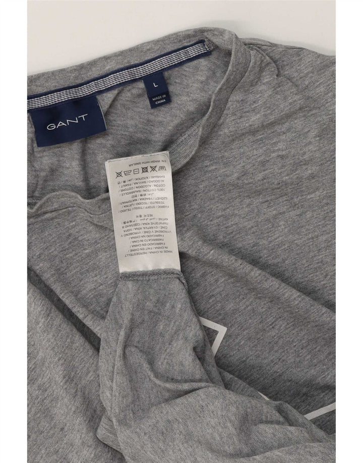 Gant Herren-T-Shirt mit Grafik, Größe L, aus grauer Baumwolle