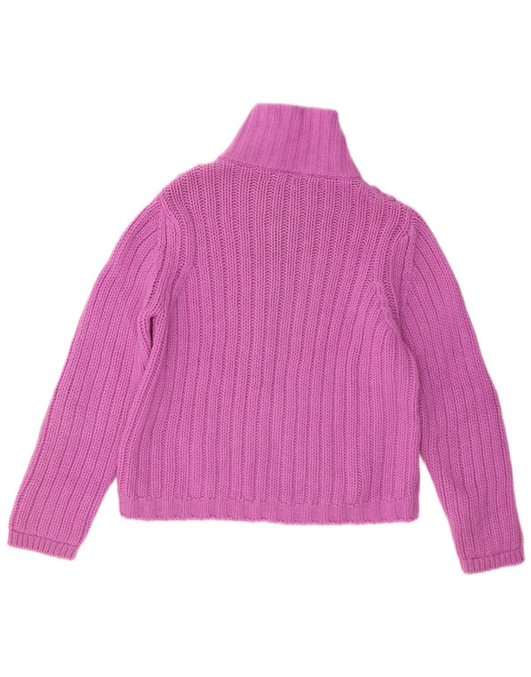 Benetton Damen-Cardigan mit durchgehendem Reißverschluss, UK 10, kleine rosa Wolle