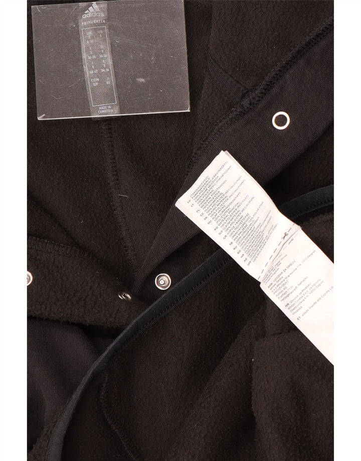 ADIDAS Damen Übergroßer Kapuzen-Fleecepullover UK 8/10 Small Schwarz Polyester