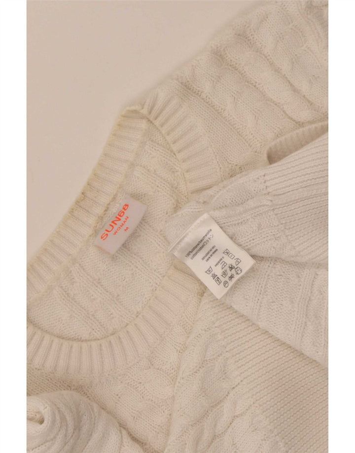 Sun68 Damen-Pullover mit U-Boot-Ausschnitt, UK 12, mittelweiße Baumwolle