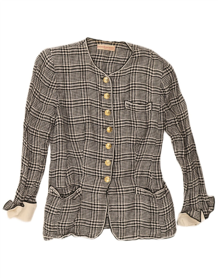 Roccobarocco Damen-Strickjacke IT 44 Medium Black Houndstooth