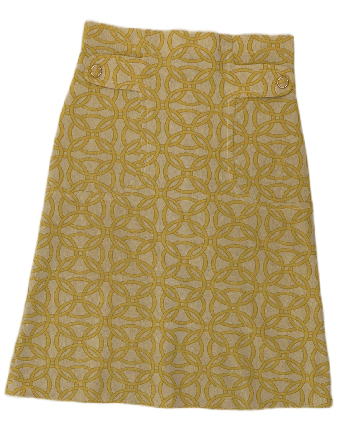 Vintage Damen A-Linie Rock W30 Mittelgelb Geometrisch