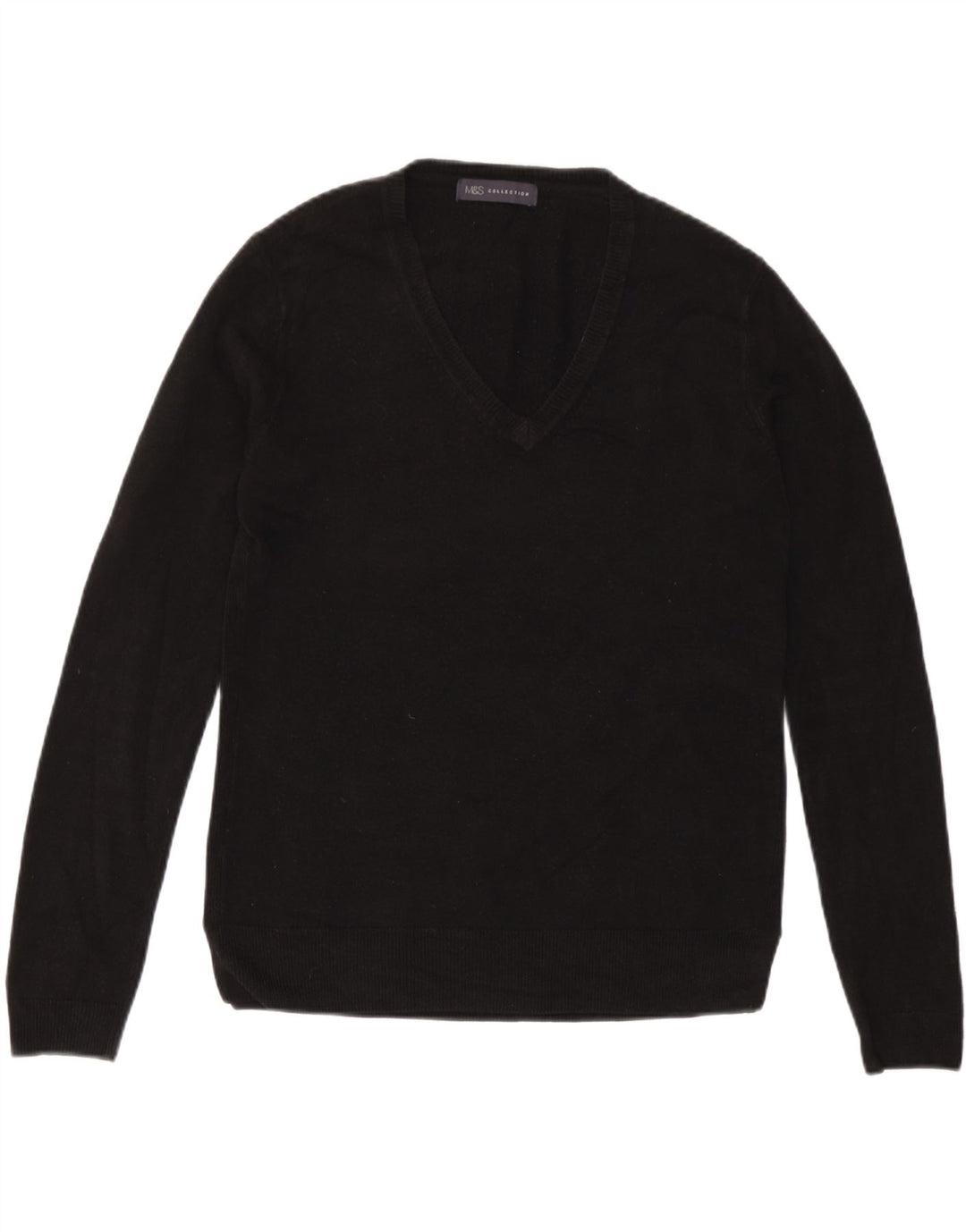 Marks & Spencer Damen-Pullover mit V-Ausschnitt, Gr. 12, Mittelschwarz, Acryl