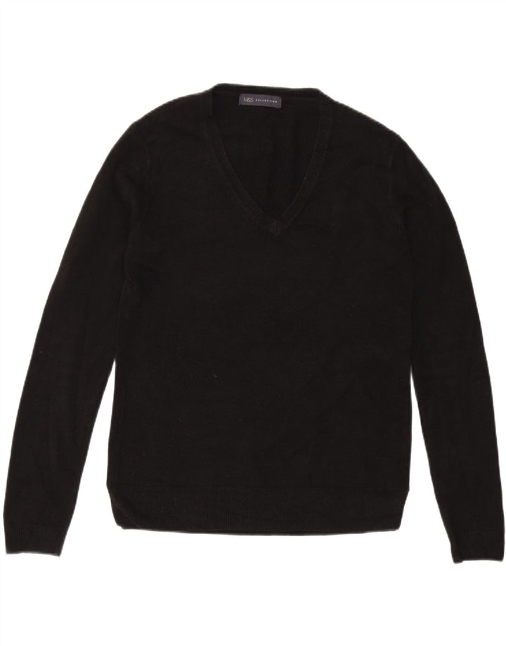 Marks & Spencer Damen-Pullover mit V-Ausschnitt, Gr. 12, Mittelschwarz, Acryl