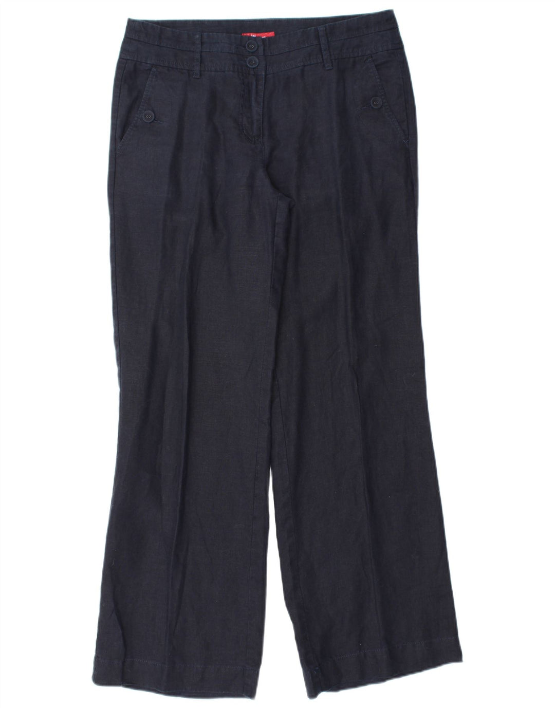 MONSOON Damen-Chinohose mit weitem Bein, UK 10, Größe S, W32, L31, marineblaues Leinen