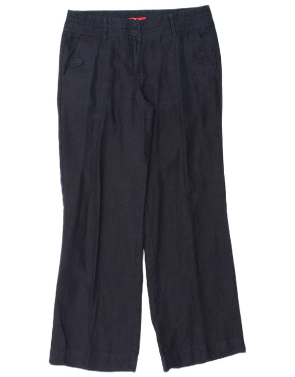 MONSOON Damen-Chinohose mit weitem Bein, UK 10, Größe S, W32, L31, marineblaues Leinen