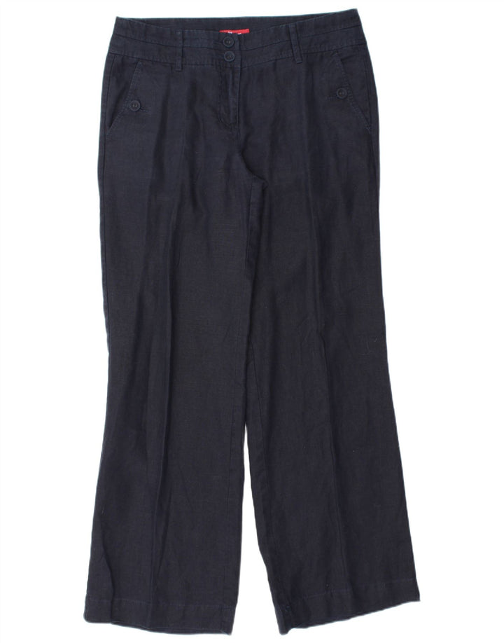MONSOON Damen-Chinohose mit weitem Bein, UK 10, Größe S, W32, L31, marineblaues Leinen