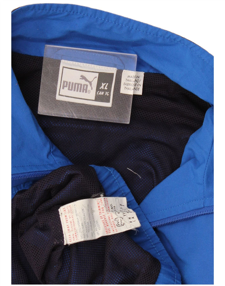 Puma Herren-Trainingsanzug-Top-Jacke XL, blaues Farbblock-Polyester