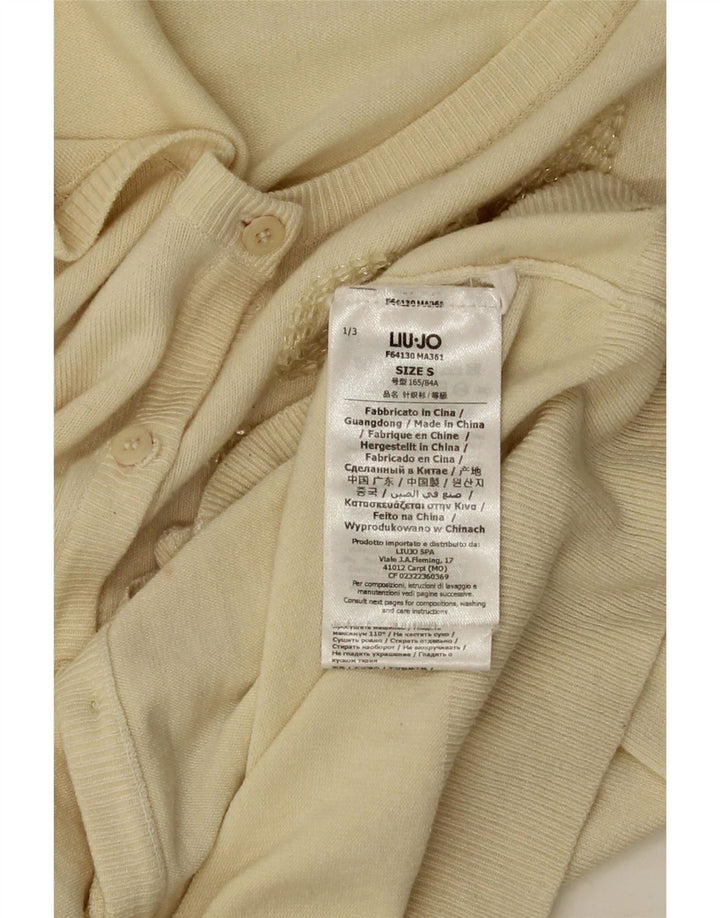 Liu Jo Damen-Strickjacke in Übergröße, Gr. 10, Größe S, cremefarbene Viskose