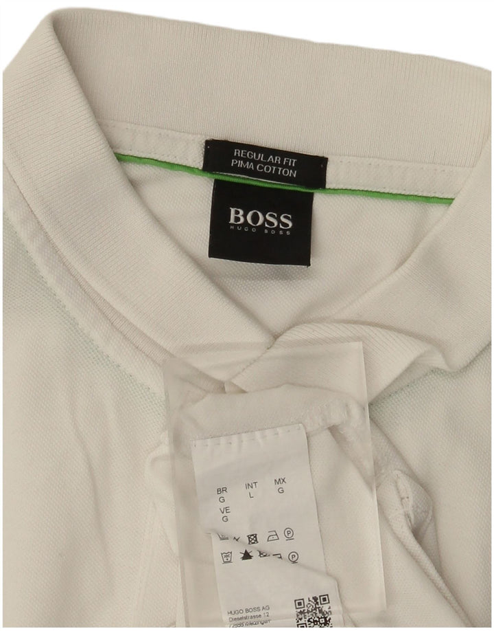 Hugo Boss Herren-Poloshirt mit normaler Passform, große weiße Baumwolle