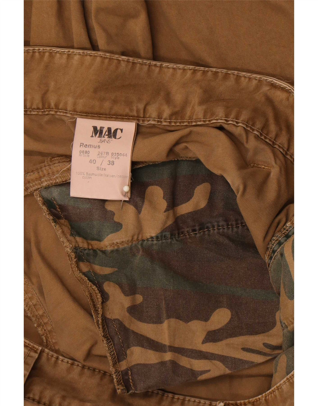 Mac Herren gerade Cargohose W40 L38 braune Baumwolle