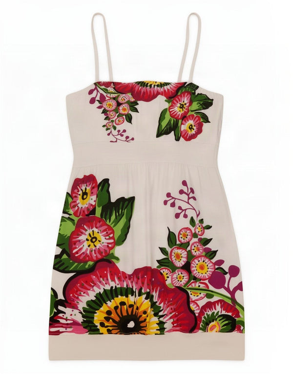 Desigual Damen-Sommerkleid, Größe 44, groß, weiß, geblümt