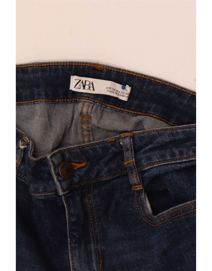 Zara Damen Crop Flared Jeans EU 38 Small W28 L26 Blau