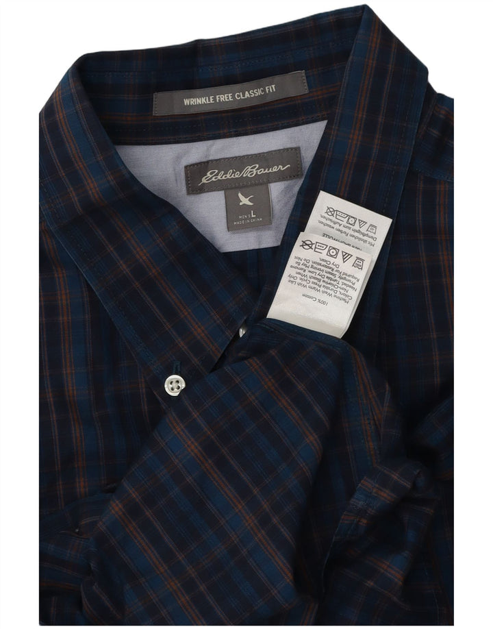 Eddie Bauer Herren-Hemd mit klassischer Passform, groß, marineblau, kariert, Baumwolle