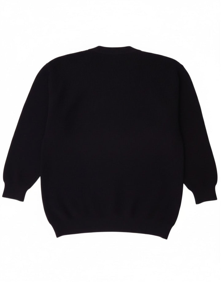 Vintage Herren Cardigan Pullover Große Marineblaue Schurwolle