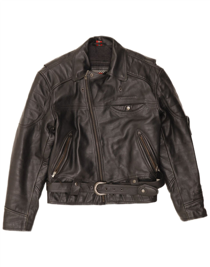 HEIN GERICKE Herren Leder Bikerjacke UK 40 Großes schwarzes Leder