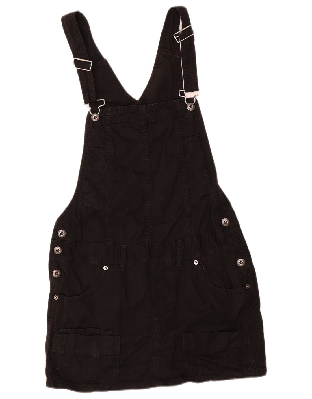 Benetton Damen Latzkleid IT 42 Mittelschwarze Baumwolle
