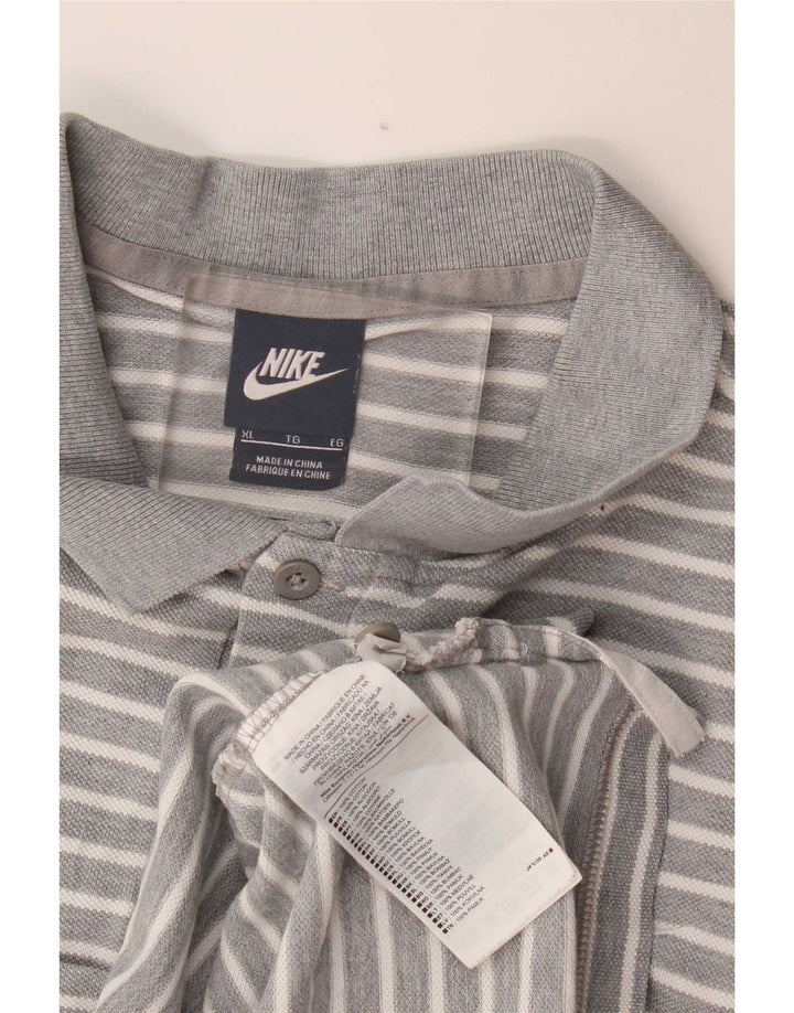 Nike Herren Poloshirt XL grau gestreift aus Baumwolle