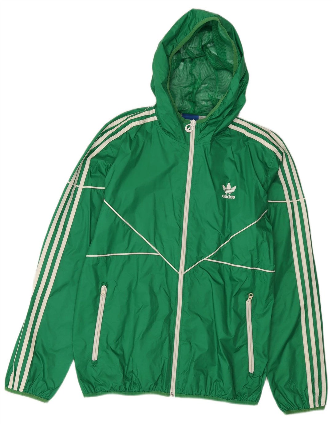 Adidas Herren-Regenjacke mit Kapuze, UK 38, mittelgrünes Nylon