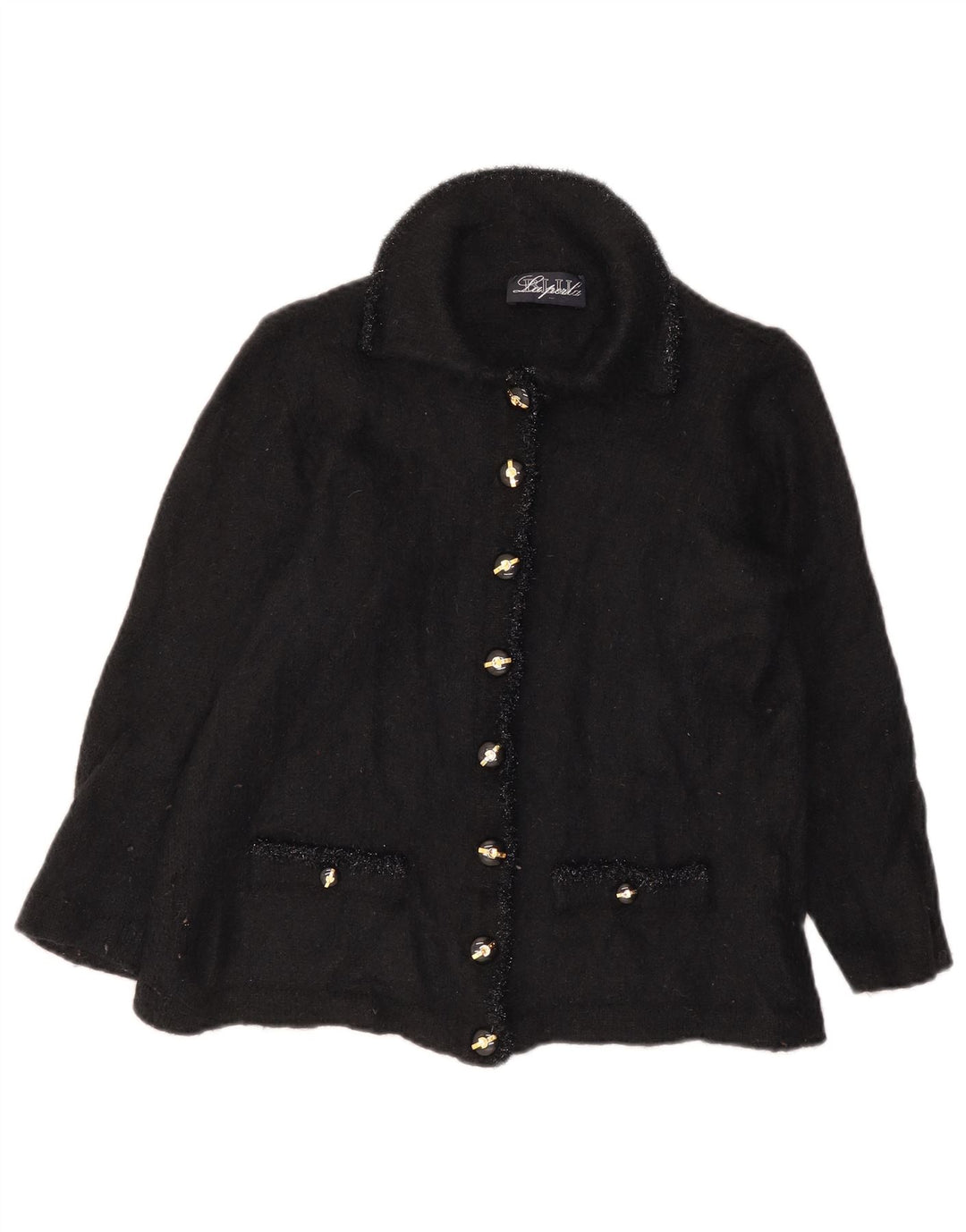 La Perla Damen-Cardigan-Pullover UK 12 Mittelschwarzes Mohair