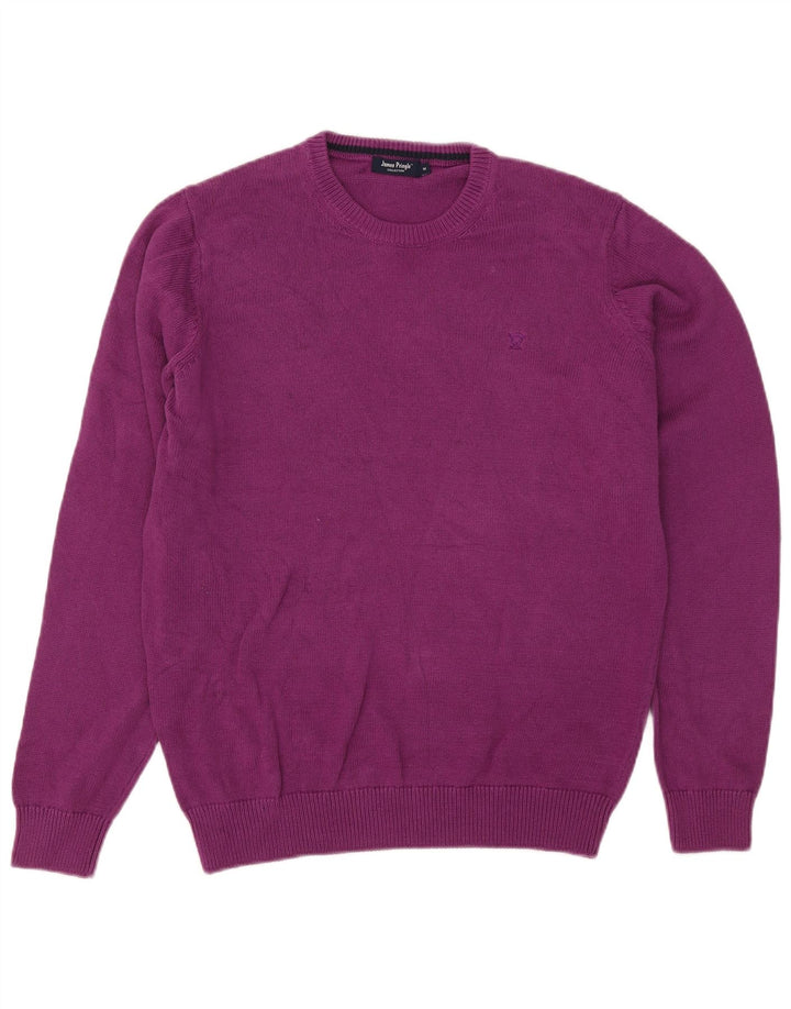 JAMES PRINGLE Herren-Pullover mit Rundhalsausschnitt, mittelviolette Baumwolle