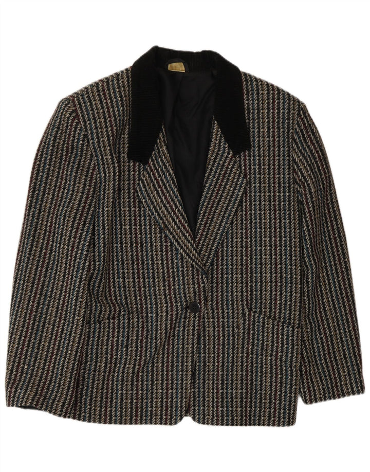 Vintage Damen 1-Knopf-Blazerjacke UK 10 Kleiner mehrfarbiger Karo
