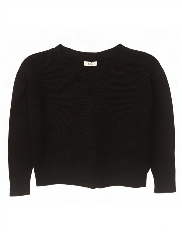 Zara Womens Oversized Boat Neck Jumper Sweater UK 14 Medium Black Viscose