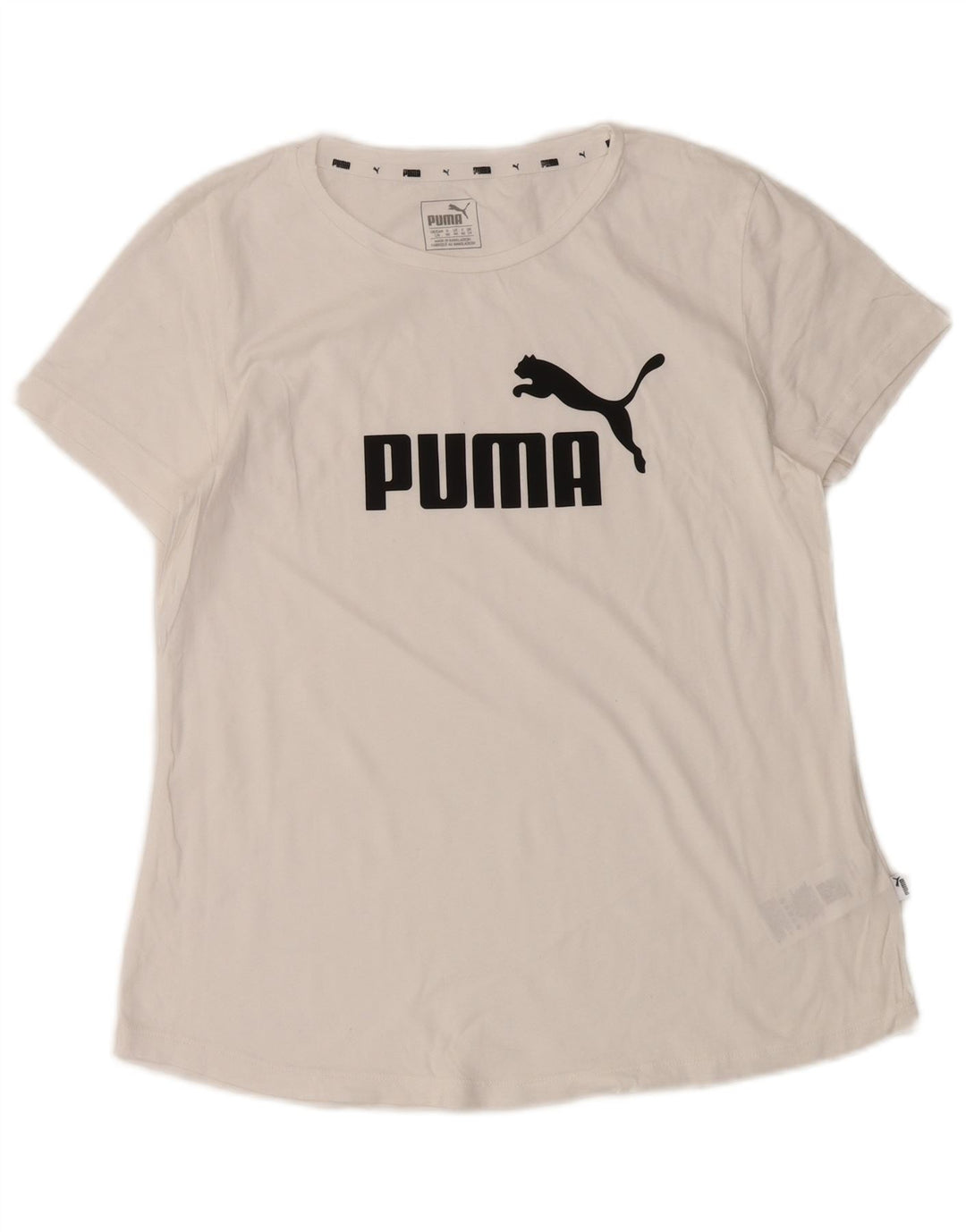 PUMA Womens Graphic T-Shirt Top UK 14 Medium White Cotton