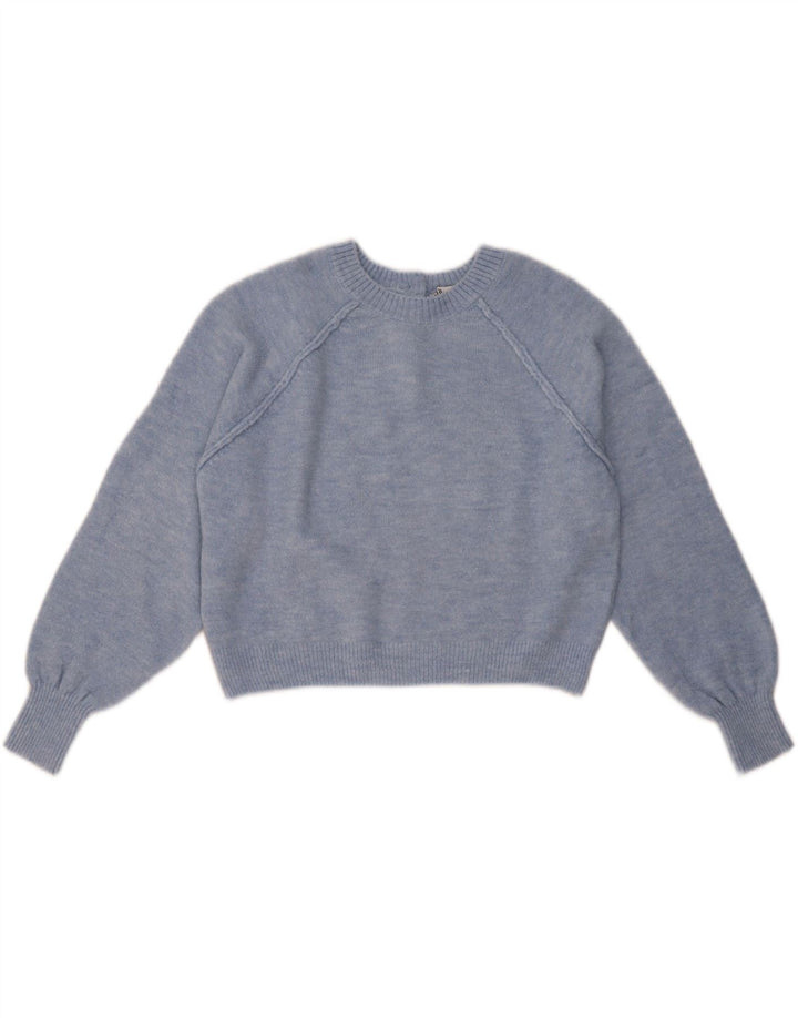 ZARA Damen Crop-Oversize-Pullover mit Rundhalsausschnitt, Gr. 10, Größe S, Blau