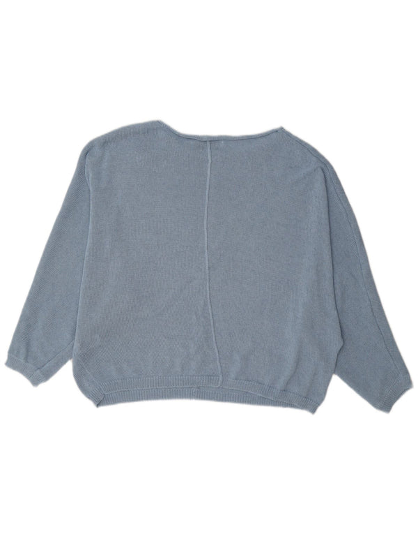 Übergroßer Damen-Pullover mit U-Boot-Ausschnitt von Zara, Gr. 10, Größe S, blau, Polyester