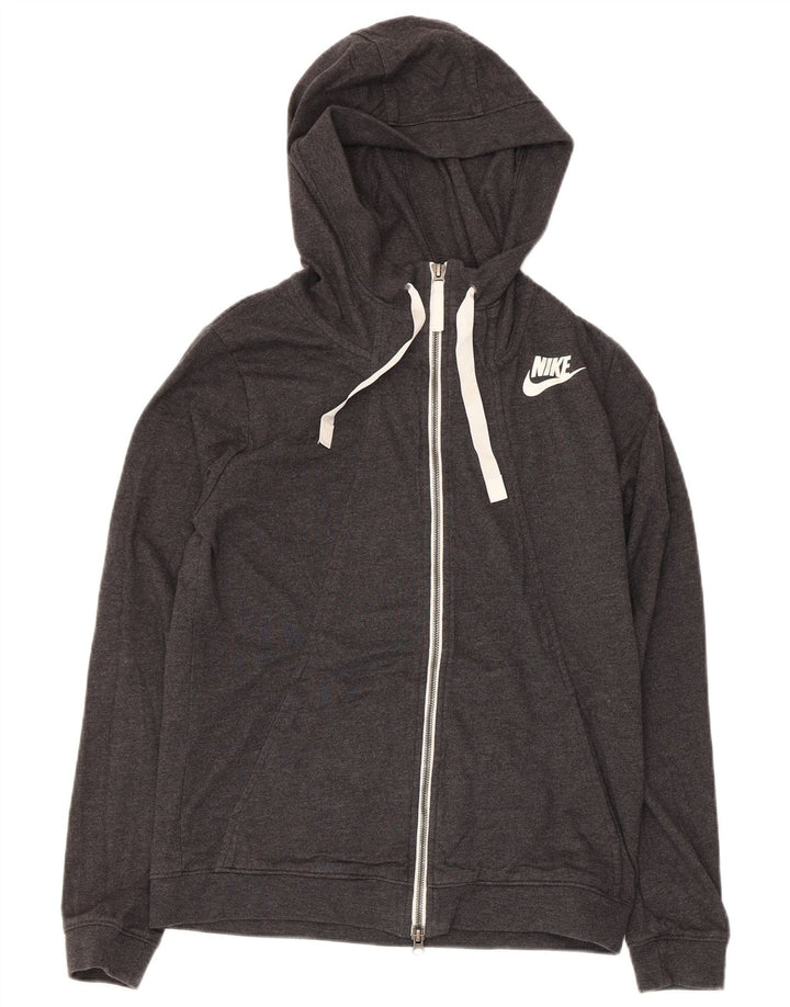 Nike Damen Zip Hoodie Pullover UK 12 Mittelgraues Polyester